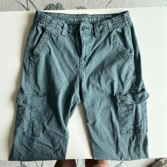 AE Stretch High-Waisted Cargo Pant in Olive (size 8) - Picture 2 of 7